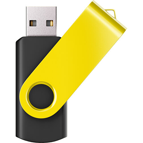 USB-Stick SWING Color 2.0 8 GB , Promo Effects MB , schwarz / gelb MB , 8 GB , Kunststoff/ Aluminium MB , 5,70cm x 1,00cm x 1,90cm (Länge x Höhe x Breite), Bild 1
