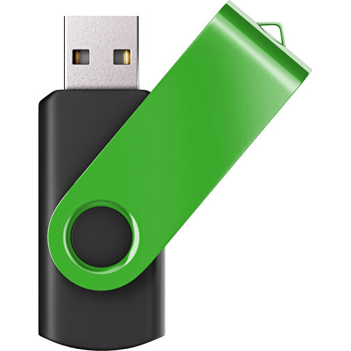 USB-Stick SWING Color 2.0 64 GB , Promo Effects MB , schwarz / grasgrün MB , 65 GB , Kunststoff/ Aluminium MB , 5,70cm x 1,00cm x 1,90cm (Länge x Höhe x Breite), Bild 1