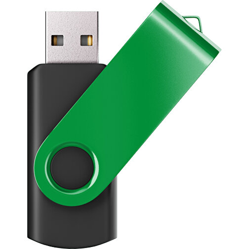 USB-Stick SWING Color 2.0 64 GB , Promo Effects MB , schwarz / grün MB , 65 GB , Kunststoff/ Aluminium MB , 5,70cm x 1,00cm x 1,90cm (Länge x Höhe x Breite), Bild 1