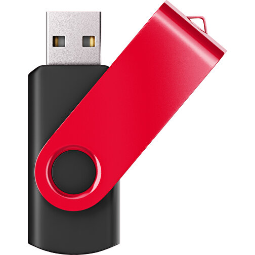 USB-Stick SWING Color 2.0 64 GB , Promo Effects MB , schwarz / ampelrot MB , 65 GB , Kunststoff/ Aluminium MB , 5,70cm x 1,00cm x 1,90cm (Länge x Höhe x Breite), Bild 1