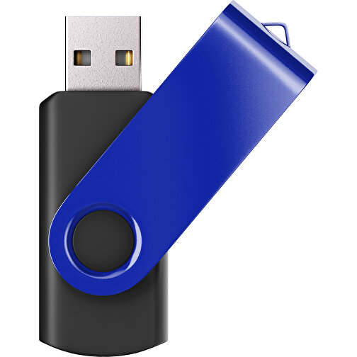 USB-Stick SWING Color 2.0 32 GB , Promo Effects MB , schwarz / blau MB , 32 GB , Kunststoff/ Aluminium MB , 5,70cm x 1,00cm x 1,90cm (Länge x Höhe x Breite), Bild 1