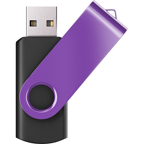 USB-Stick SWING Color 2.0 32 GB , Promo Effects MB , schwarz / lavendel MB , 32 GB , Kunststoff/ Aluminium MB , 5,70cm x 1,00cm x 1,90cm (Länge x Höhe x Breite), Bild 1