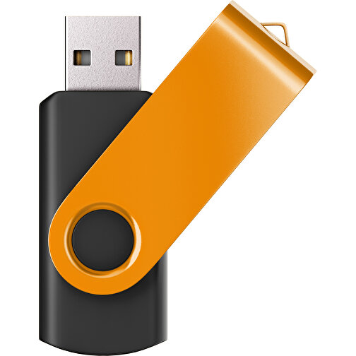 USB-Stick SWING Color 2.0 32 GB , Promo Effects MB , schwarz / kürbisorange MB , 32 GB , Kunststoff/ Aluminium MB , 5,70cm x 1,00cm x 1,90cm (Länge x Höhe x Breite), Bild 1