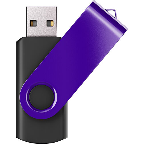 USB-Stick SWING Color 2.0 1 GB , Promo Effects MB , schwarz / violet MB , 1 GB , Kunststoff/ Aluminium MB , 5,70cm x 1,00cm x 1,90cm (Länge x Höhe x Breite), Bild 1