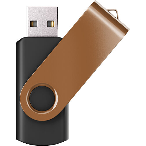 USB-Stick SWING Color 2.0 1 GB , Promo Effects MB , schwarz / erdbraun MB , 1 GB , Kunststoff/ Aluminium MB , 5,70cm x 1,00cm x 1,90cm (Länge x Höhe x Breite), Bild 1