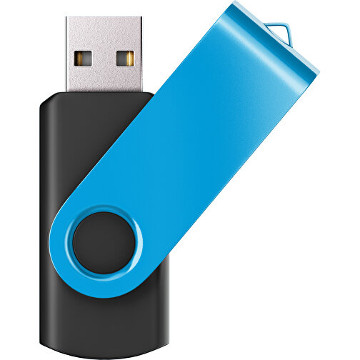 USB-Stick SWING Color 2.0 16 GB , Promo Effects MB , schwarz / himmelblau MB , 16 GB , Kunststoff/ Aluminium MB , 5,70cm x 1,00cm x 1,90cm (Länge x Höhe x Breite), Bild 1