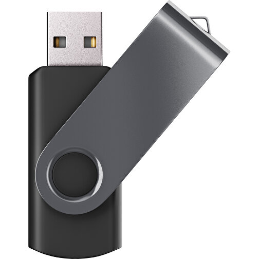 USB-Stick SWING Color 2.0 128 GB , Promo Effects MB , schwarz / dunkelgrau MB , 131 GB , Kunststoff/ Aluminium MB , 5,70cm x 1,00cm x 1,90cm (Länge x Höhe x Breite), Bild 1
