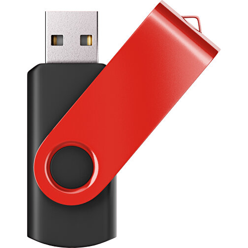 USB-Stick SWING Color 2.0 128 GB , Promo Effects MB , schwarz / rot MB , 131 GB , Kunststoff/ Aluminium MB , 5,70cm x 1,00cm x 1,90cm (Länge x Höhe x Breite), Bild 1
