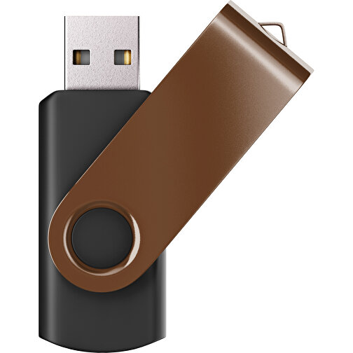 USB-Stick SWING Color 2.0 128 GB , Promo Effects MB , schwarz / dunkelbraun MB , 131 GB , Kunststoff/ Aluminium MB , 5,70cm x 1,00cm x 1,90cm (Länge x Höhe x Breite), Bild 1