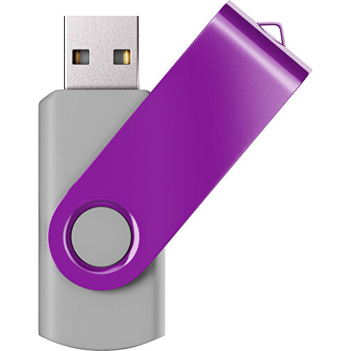 USB-Stick SWING Color 2.0 64 GB , Promo Effects MB , grau / dunkelmagenta MB , 65 GB , Kunststoff/ Aluminium MB , 5,70cm x 1,00cm x 1,90cm (Länge x Höhe x Breite), Bild 1