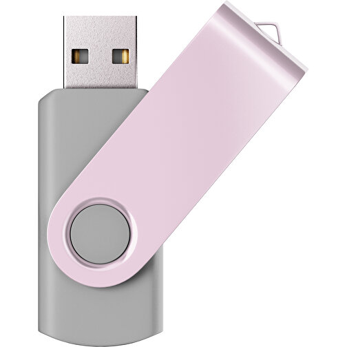 USB-Stick SWING Color 2.0 8 GB , Promo Effects MB , grau / zartrosa MB , 8 GB , Kunststoff/ Aluminium MB , 5,70cm x 1,00cm x 1,90cm (Länge x Höhe x Breite), Bild 1