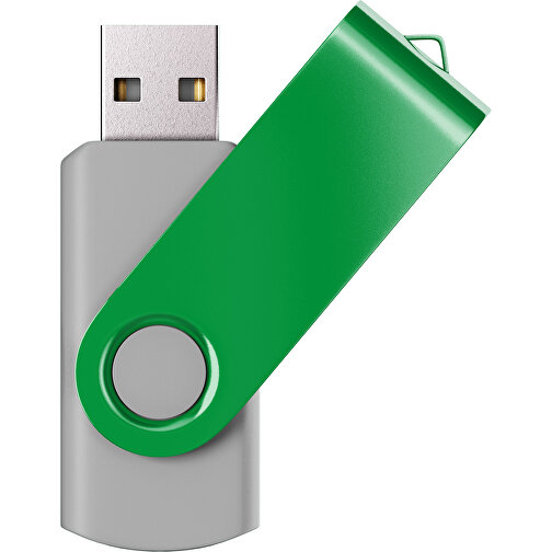 USB-Stick SWING Color 2.0 8 GB , Promo Effects MB , grau / grün MB , 8 GB , Kunststoff/ Aluminium MB , 5,70cm x 1,00cm x 1,90cm (Länge x Höhe x Breite), Bild 1