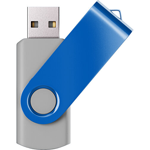 USB-Stick SWING Color 2.0 8 GB , Promo Effects MB , grau / kobaltblau MB , 8 GB , Kunststoff/ Aluminium MB , 5,70cm x 1,00cm x 1,90cm (Länge x Höhe x Breite), Bild 1