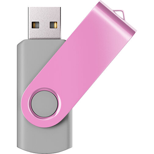 USB-Stick SWING Color 2.0 8 GB , Promo Effects MB , grau / rosa MB , 8 GB , Kunststoff/ Aluminium MB , 5,70cm x 1,00cm x 1,90cm (Länge x Höhe x Breite), Bild 1