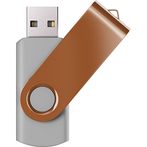 USB-Stick SWING Color 2.0 64 GB , Promo Effects MB , grau / braun MB , 65 GB , Kunststoff/ Aluminium MB , 5,70cm x 1,00cm x 1,90cm (Länge x Höhe x Breite), Bild 1