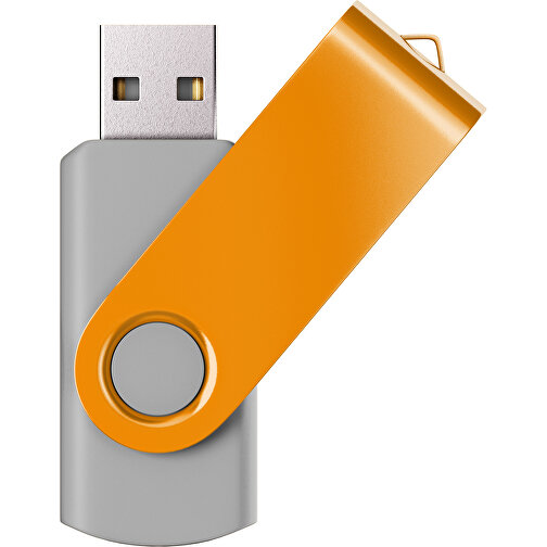 USB-Stick SWING Color 2.0 64 GB , Promo Effects MB , grau / kürbisorange MB , 65 GB , Kunststoff/ Aluminium MB , 5,70cm x 1,00cm x 1,90cm (Länge x Höhe x Breite), Bild 1
