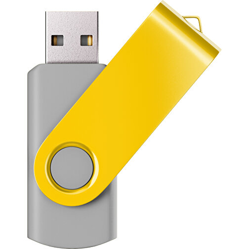 USB-Stick SWING Color 2.0 64 GB , Promo Effects MB , grau / sonnengelb MB , 65 GB , Kunststoff/ Aluminium MB , 5,70cm x 1,00cm x 1,90cm (Länge x Höhe x Breite), Bild 1
