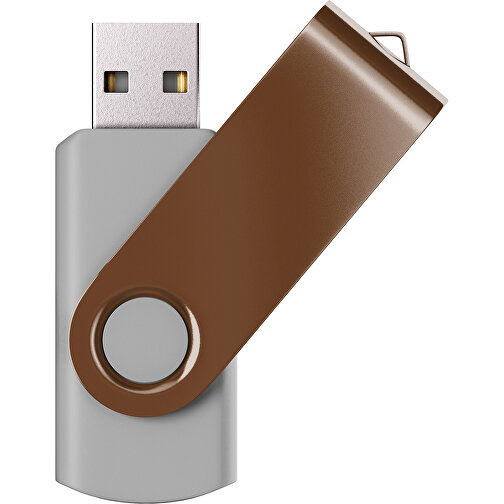 USB-Stick SWING Color 2.0 32 GB , Promo Effects MB , grau / dunkelbraun MB , 32 GB , Kunststoff/ Aluminium MB , 5,70cm x 1,00cm x 1,90cm (Länge x Höhe x Breite), Bild 1