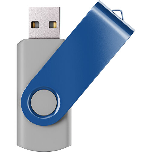 USB-Stick SWING Color 2.0 1 GB , Promo Effects MB , grau / dunkelblau MB , 1 GB , Kunststoff/ Aluminium MB , 5,70cm x 1,00cm x 1,90cm (Länge x Höhe x Breite), Bild 1