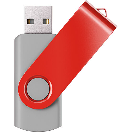USB-Stick SWING Color 2.0 16 GB , Promo Effects MB , grau / rot MB , 16 GB , Kunststoff/ Aluminium MB , 5,70cm x 1,00cm x 1,90cm (Länge x Höhe x Breite), Bild 1