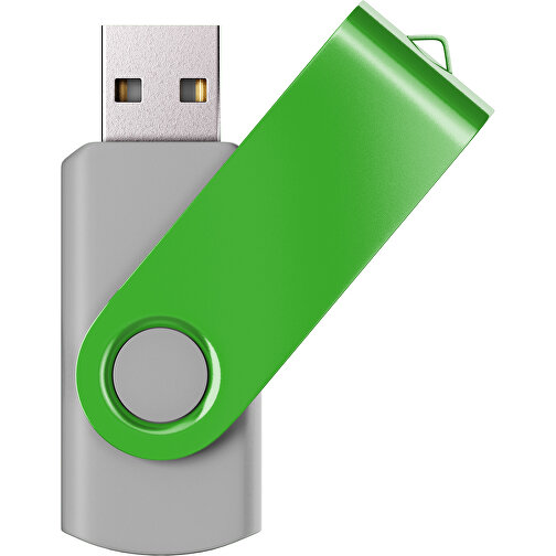 USB-Stick SWING Color 2.0 16 GB , Promo Effects MB , grau / grasgrün MB , 16 GB , Kunststoff/ Aluminium MB , 5,70cm x 1,00cm x 1,90cm (Länge x Höhe x Breite), Bild 1