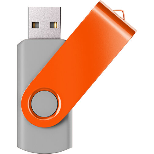 USB-Stick SWING Color 2.0 128 GB , Promo Effects MB , grau / orange MB , 131 GB , Kunststoff/ Aluminium MB , 5,70cm x 1,00cm x 1,90cm (Länge x Höhe x Breite), Bild 1