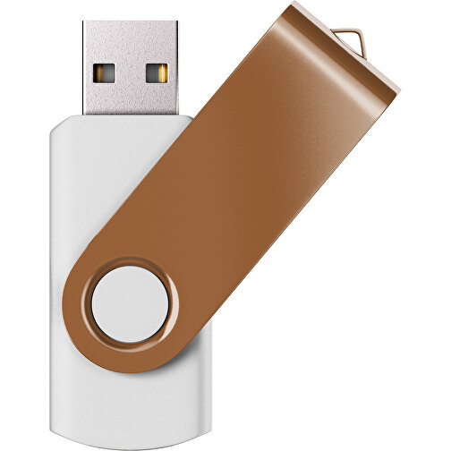 USB-Stick SWING Color 2.0 8 GB , Promo Effects MB , weiss / erdbraun MB , 8 GB , Kunststoff/ Aluminium MB , 5,70cm x 1,00cm x 1,90cm (Länge x Höhe x Breite), Bild 1