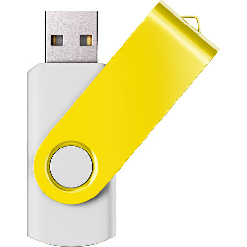 USB-Stick SWING Color 2.0 8 GB , Promo Effects MB , weiss / gelb MB , 8 GB , Kunststoff/ Aluminium MB , 5,70cm x 1,00cm x 1,90cm (Länge x Höhe x Breite), Bild 1