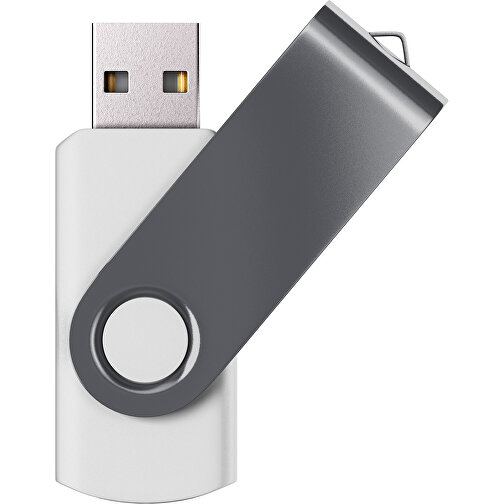 USB-Stick SWING Color 2.0 4 GB , Promo Effects MB , weiß / dunkelgrau MB , 4 GB , Kunststoff/ Aluminium MB , 5,70cm x 1,00cm x 1,90cm (Länge x Höhe x Breite), Bild 1