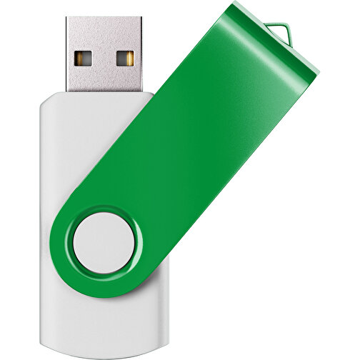 USB-Stick SWING Color 2.0 4 GB , Promo Effects MB , weiss / grün MB , 4 GB , Kunststoff/ Aluminium MB , 5,70cm x 1,00cm x 1,90cm (Länge x Höhe x Breite), Bild 1