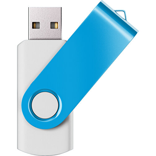 USB-Stick SWING Color 2.0 4 GB , Promo Effects MB , weiß / himmelblau MB , 4 GB , Kunststoff/ Aluminium MB , 5,70cm x 1,00cm x 1,90cm (Länge x Höhe x Breite), Bild 1