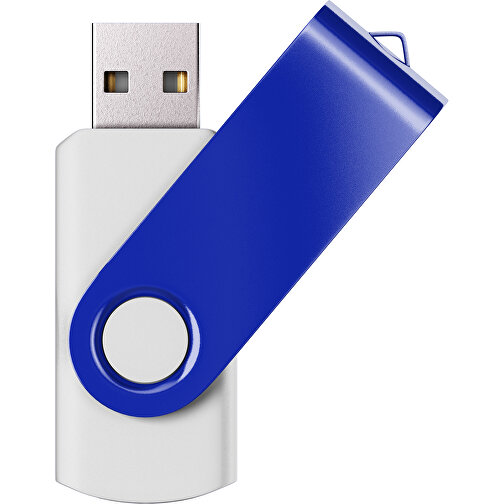 USB-Stick SWING Color 2.0 4 GB , Promo Effects MB , weiß / blau MB , 4 GB , Kunststoff/ Aluminium MB , 5,70cm x 1,00cm x 1,90cm (Länge x Höhe x Breite), Bild 1