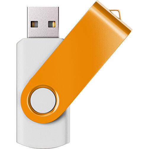 USB-Stick SWING Color 2.0 4 GB , Promo Effects MB , weiß / kuerbisorange MB , 4 GB , Kunststoff/ Aluminium MB , 5,70cm x 1,00cm x 1,90cm (Länge x Höhe x Breite), Bild 1