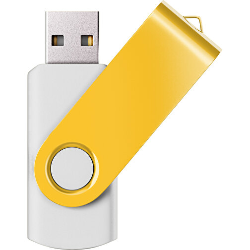 USB-Stick SWING Color 2.0 4 GB , Promo Effects MB , weiss / goldgelb MB , 4 GB , Kunststoff/ Aluminium MB , 5,70cm x 1,00cm x 1,90cm (Länge x Höhe x Breite), Bild 1