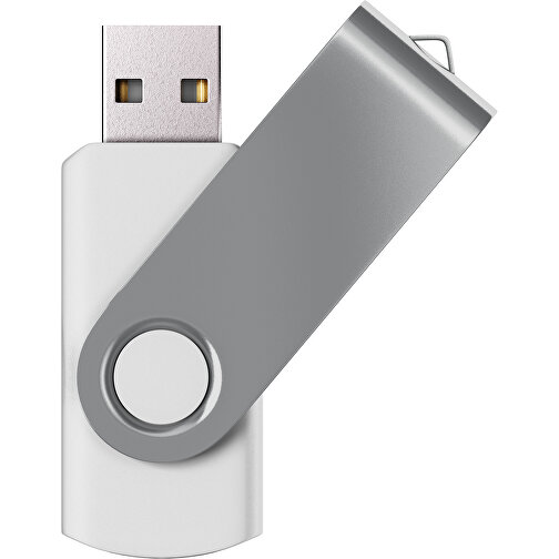 USB-Stick SWING Color 2.0 32 GB , Promo Effects MB , weiss / grau MB , 32 GB , Kunststoff/ Aluminium MB , 5,70cm x 1,00cm x 1,90cm (Länge x Höhe x Breite), Bild 1