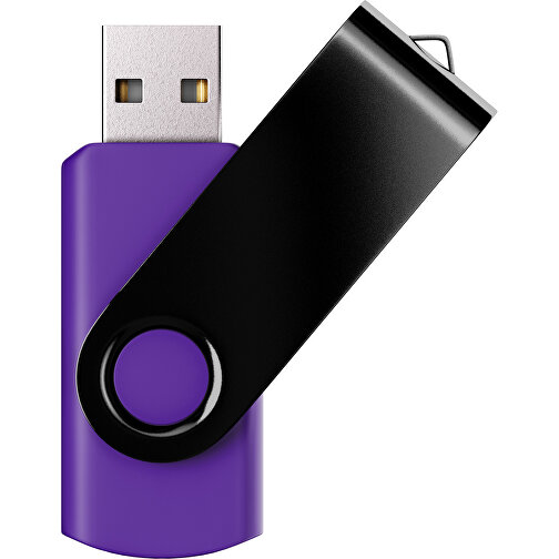 USB-Stick SWING Color 2.0 64 GB , Promo Effects MB , violet / schwarz MB , 65 GB , Kunststoff/ Aluminium MB , 5,70cm x 1,00cm x 1,90cm (Länge x Höhe x Breite), Bild 1