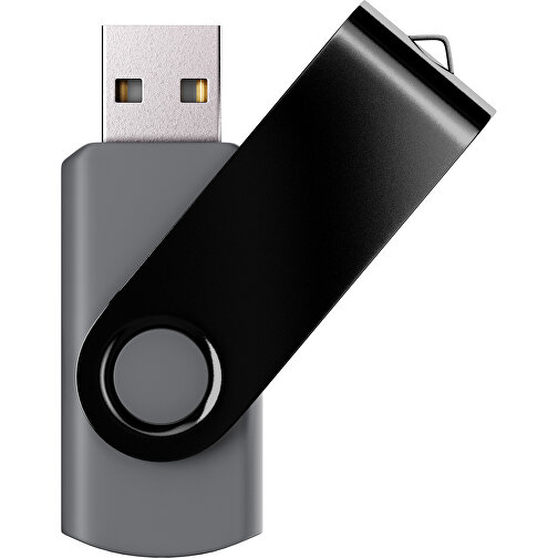 USB-Stick SWING Color 2.0 4 GB , Promo Effects MB , dunkelgrau / schwarz MB , 4 GB , Kunststoff/ Aluminium MB , 5,70cm x 1,00cm x 1,90cm (Länge x Höhe x Breite), Bild 1