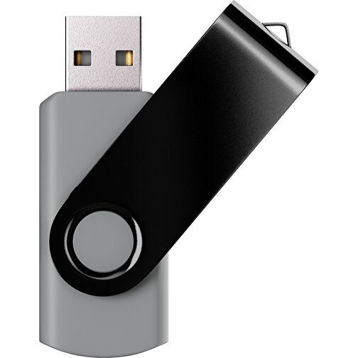USB-Stick SWING Color 2.0 128 GB , Promo Effects MB , silber / schwarz MB , 131 GB , Kunststoff/ Aluminium MB , 5,70cm x 1,00cm x 1,90cm (Länge x Höhe x Breite), Bild 1