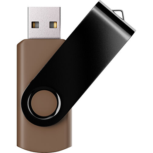USB-Stick SWING Color 2.0 64 GB , Promo Effects MB , dunkelbraun / schwarz MB , 65 GB , Kunststoff/ Aluminium MB , 5,70cm x 1,00cm x 1,90cm (Länge x Höhe x Breite), Bild 1