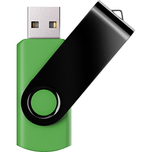 USB-Stick SWING Color 2.0 8 GB , Promo Effects MB , grasgrün / schwarz MB , 8 GB , Kunststoff/ Aluminium MB , 5,70cm x 1,00cm x 1,90cm (Länge x Höhe x Breite), Bild 1