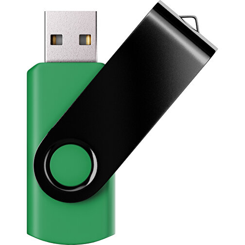 USB-Stick SWING Color 2.0 32 GB , Promo Effects MB , grün / schwarz MB , 32 GB , Kunststoff/ Aluminium MB , 5,70cm x 1,00cm x 1,90cm (Länge x Höhe x Breite), Bild 1