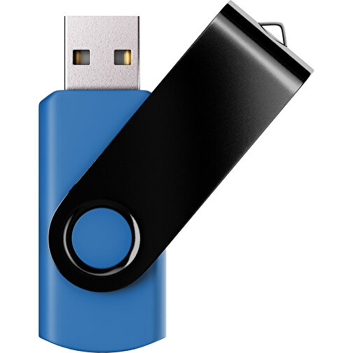 USB-Stick SWING Color 2.0 8 GB , Promo Effects MB , kobaltblau / schwarz MB , 8 GB , Kunststoff/ Aluminium MB , 5,70cm x 1,00cm x 1,90cm (Länge x Höhe x Breite), Bild 1
