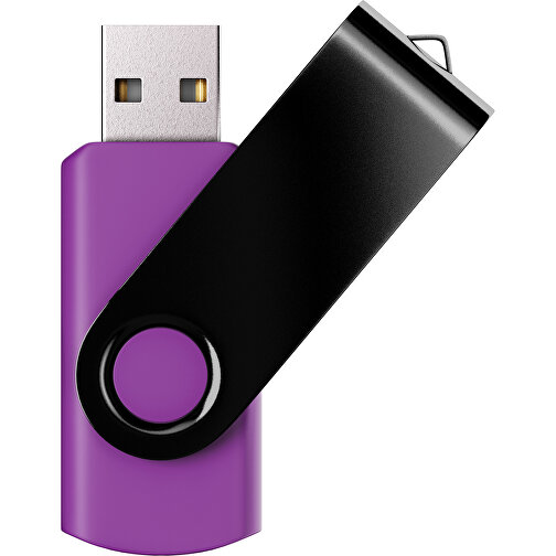 USB-Stick SWING Color 2.0 32 GB , Promo Effects MB , dunkelmagenta / schwarz MB , 32 GB , Kunststoff/ Aluminium MB , 5,70cm x 1,00cm x 1,90cm (Länge x Höhe x Breite), Bild 1