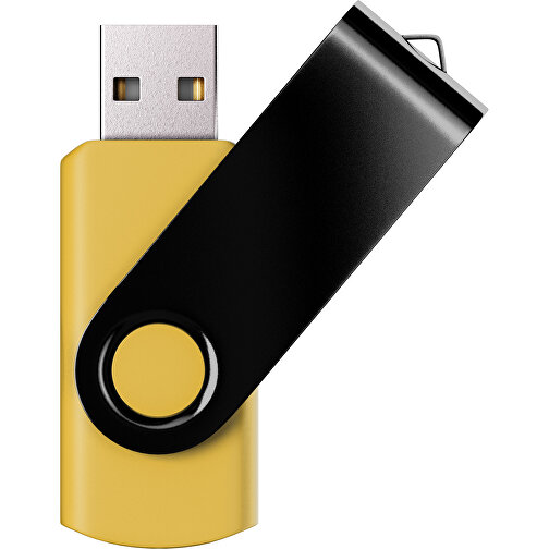 USB-Stick SWING Color 2.0 1 GB , Promo Effects MB , goldgelb / schwarz MB , 1 GB , Kunststoff/ Aluminium MB , 5,70cm x 1,00cm x 1,90cm (Länge x Höhe x Breite), Bild 1