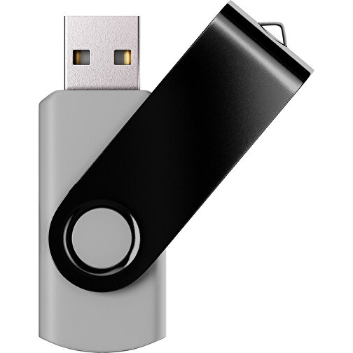 USB-Stick SWING Color 2.0 8 GB , Promo Effects MB , hellgrau / schwarz MB , 8 GB , Kunststoff/ Aluminium MB , 5,70cm x 1,00cm x 1,90cm (Länge x Höhe x Breite), Bild 1