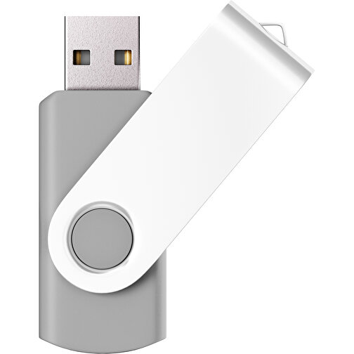 USB-Stick SWING Color 2.0 16 GB , Promo Effects MB , hellgrau / weiss MB , 16 GB , Kunststoff/ Aluminium MB , 5,70cm x 1,00cm x 1,90cm (Länge x Höhe x Breite), Bild 1