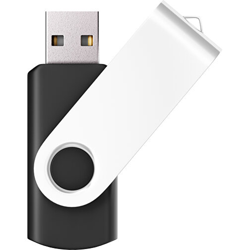 USB-Stick SWING Color 2.0 128 GB , Promo Effects MB , schwarz / weiss MB , 131 GB , Kunststoff/ Aluminium MB , 5,70cm x 1,00cm x 1,90cm (Länge x Höhe x Breite), Bild 1