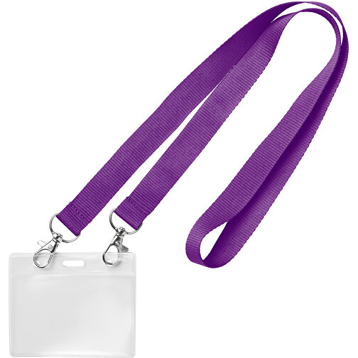 25 Mm Lanyard Mit 2 Metallkarabinern , lila, Polyester, 90,00cm x 2,50cm (Länge x Breite), Bild 1