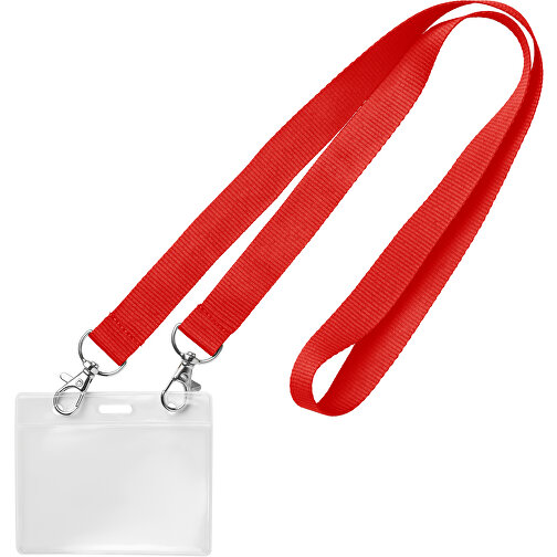 25 Mm Lanyard Mit 2 Metallkarabinern , rot, Polyester, 90,00cm x 2,50cm (Länge x Breite), Bild 1