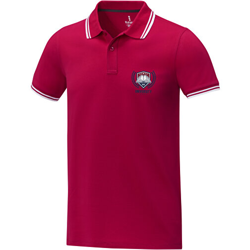 Amarago Polo Mit Abgesetztem Rand Für Herren , Green Concept, rot, Piqué Strick 100% BCI Baumwolle, 200 g/m2, M, , Bild 2